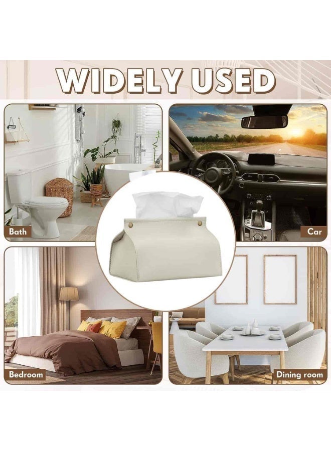 Anmi Tissue Box Tissue Organizer PU Simple Tissue Holder( Beige) 19.5×12×13 cm - Image 5